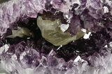 Sparkly Deep-Purple Amethyst Geode with Calcite Crystal - Uruguay #378188-2